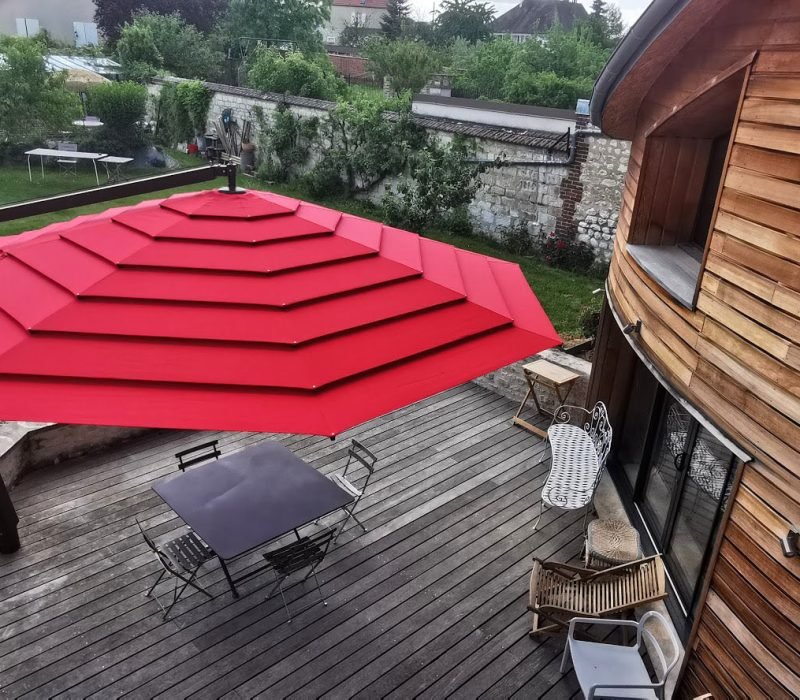 très grand parasol Sirio Rouge multivalvola